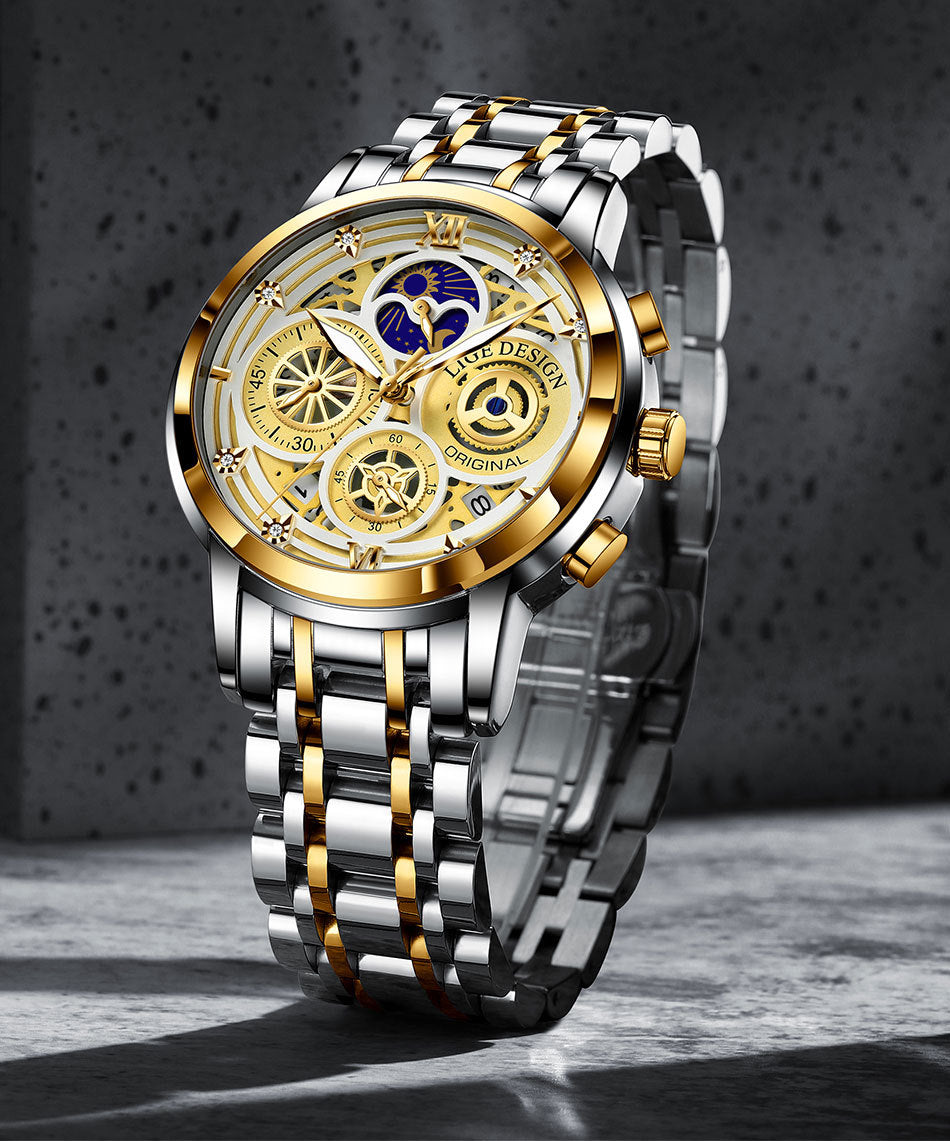 Men's Skeleton Quartz Watch - Innovative Design, Multi-Function, Waterproof, Business Style