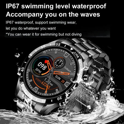 Men's Business Quartz Smartwatch: Bluetooth Calling, Pedometer, Blood Pressure & Heart Rate Monitoring, Waterproof