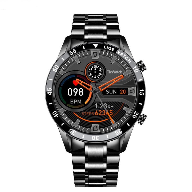 Men's Business Quartz Smartwatch: Bluetooth Calling, Pedometer, Blood Pressure & Heart Rate Monitoring, Waterproof