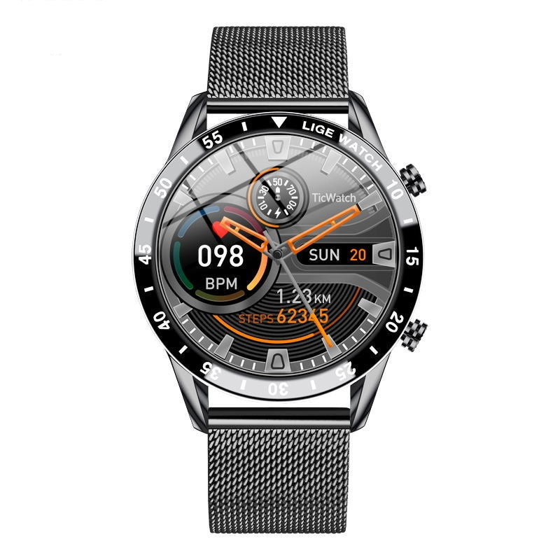 Men's Business Quartz Smartwatch: Bluetooth Calling, Pedometer, Blood Pressure & Heart Rate Monitoring, Waterproof