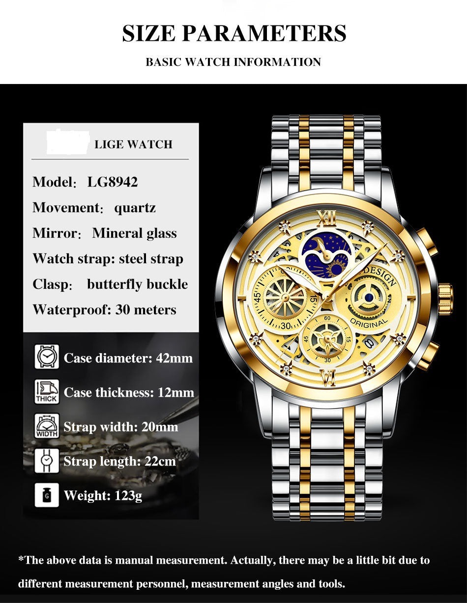 Men's Skeleton Quartz Watch - Innovative Design, Multi-Function, Waterproof, Business Style