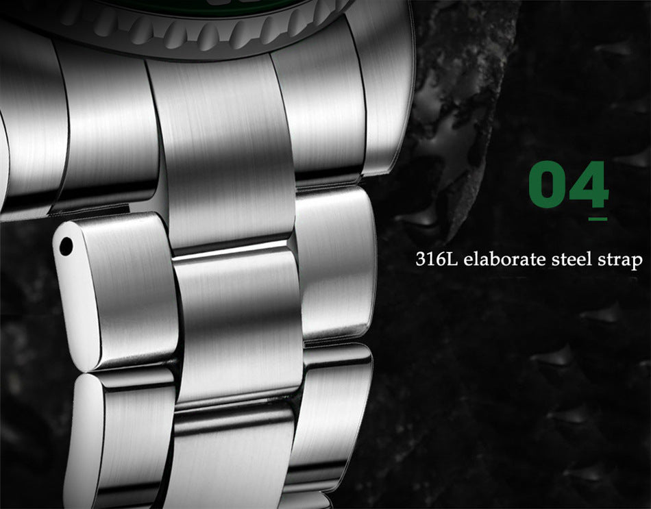 Men's Multi-Function Business Mechanical Watch - Analog & Digital Display, 100M Waterproof