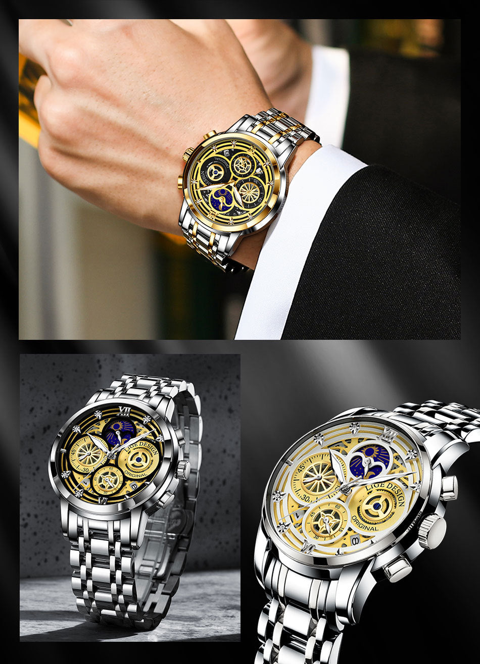 Men's Skeleton Quartz Watch - Innovative Design, Multi-Function, Waterproof, Business Style